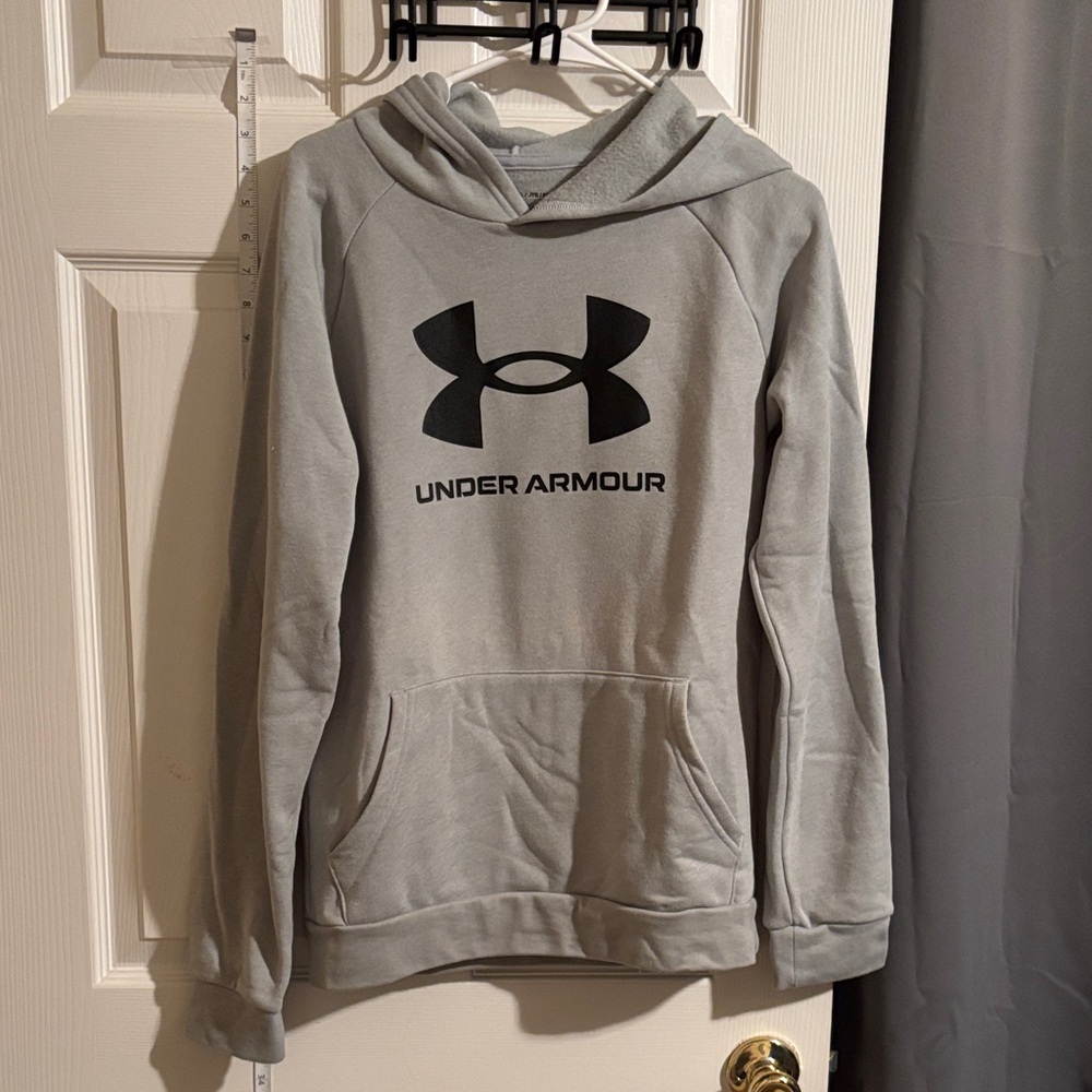 Under Armour Boys Light Gray Pullover with Black Logo